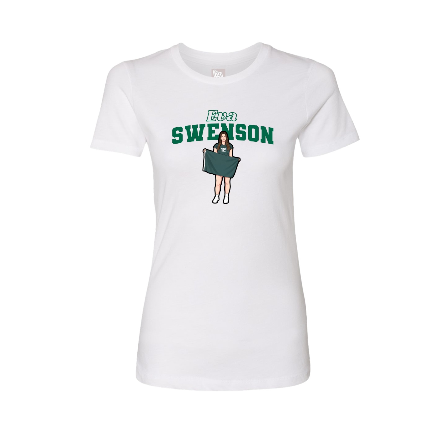 Fitted Women's Tee — Name Arch in White