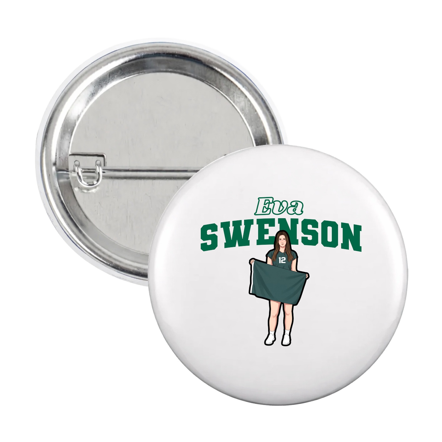 Game Day Button — Name Arch in White