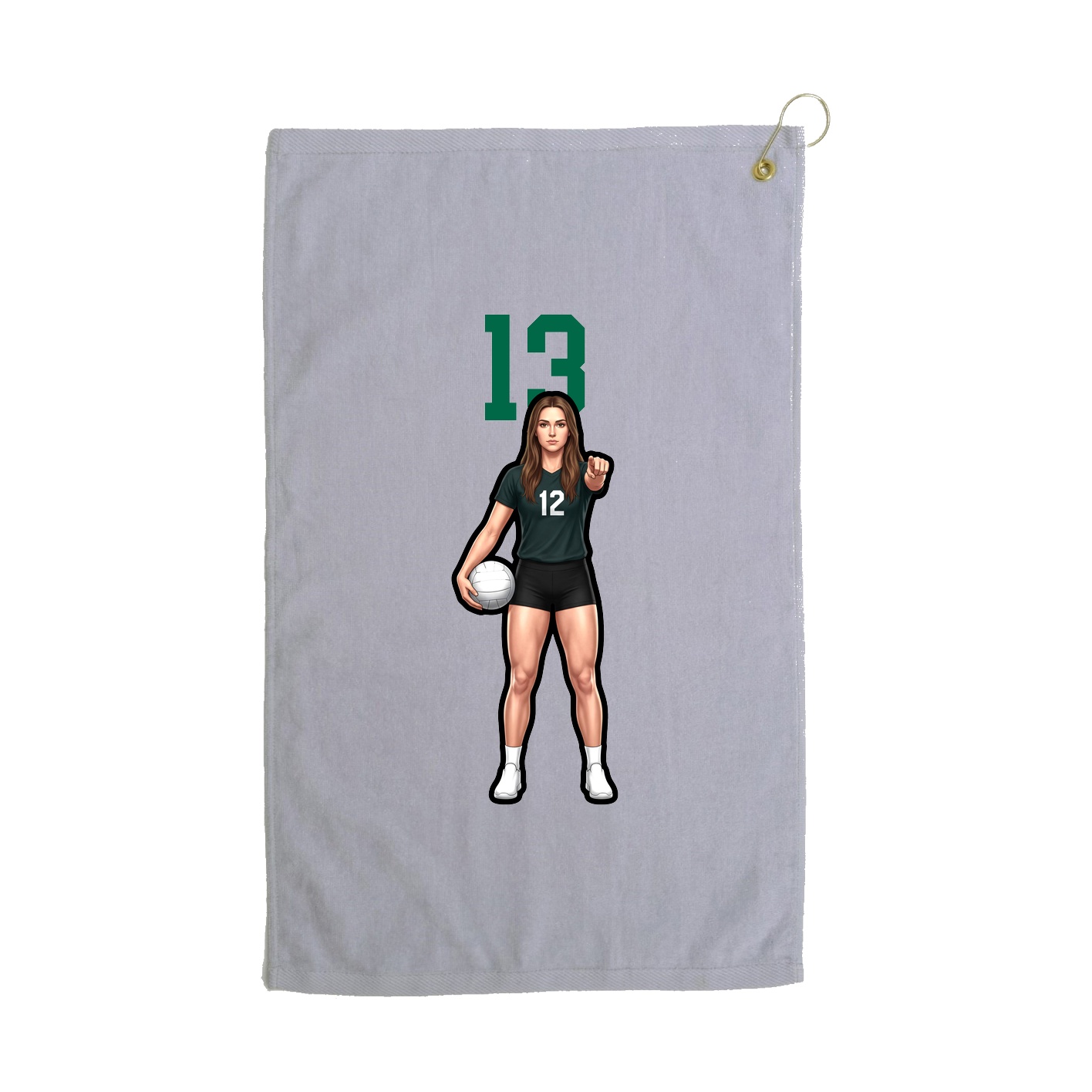 Golf Towel — Number Top in Grey