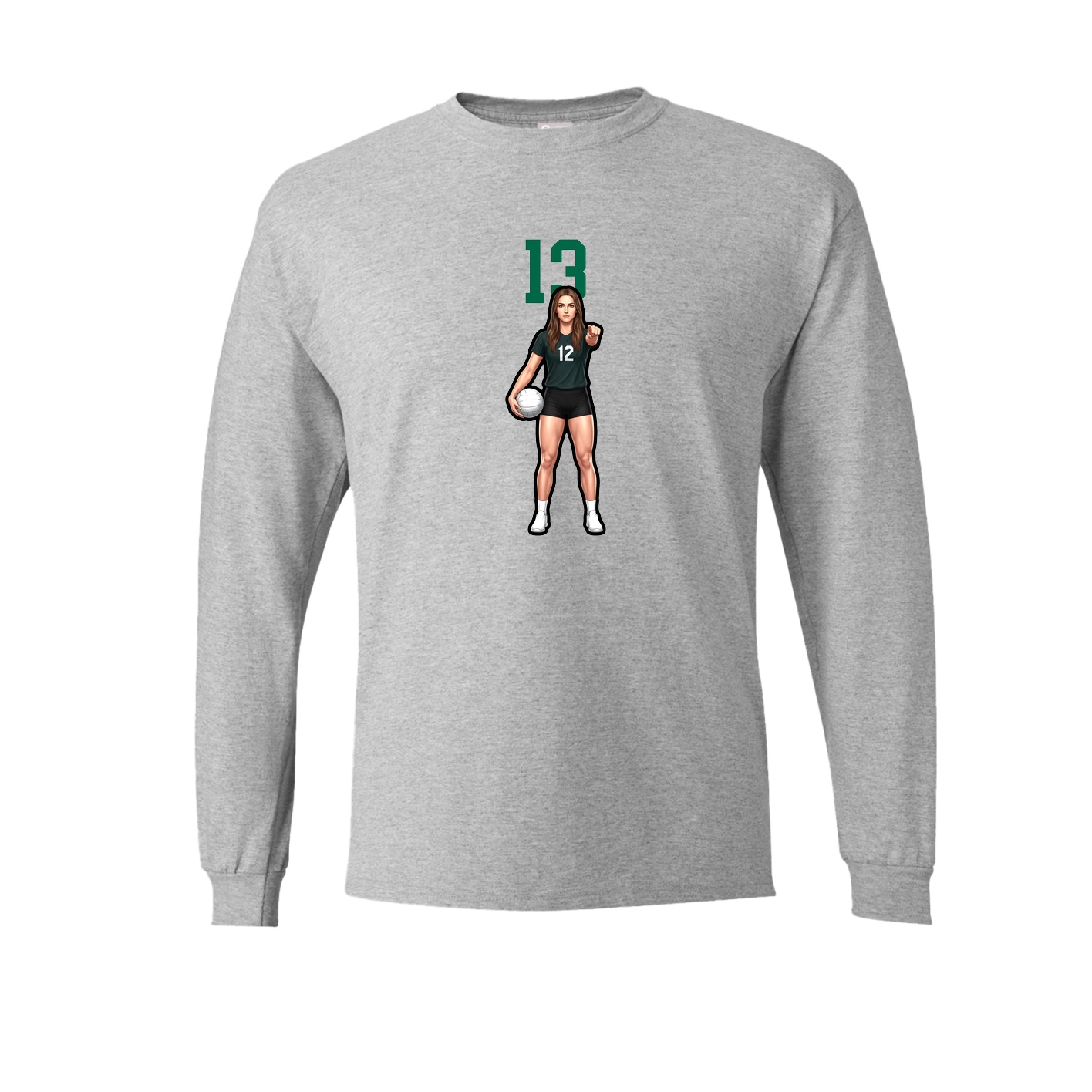 Long Sleeve Tee — Number Top in Grey