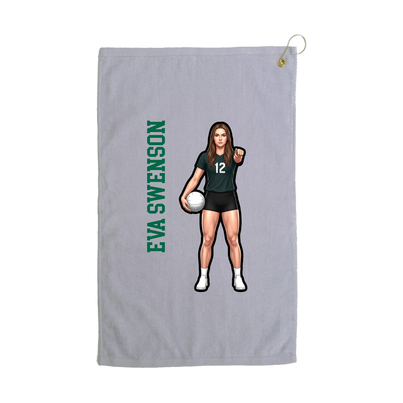 Golf Towel — Name Vertical in Grey