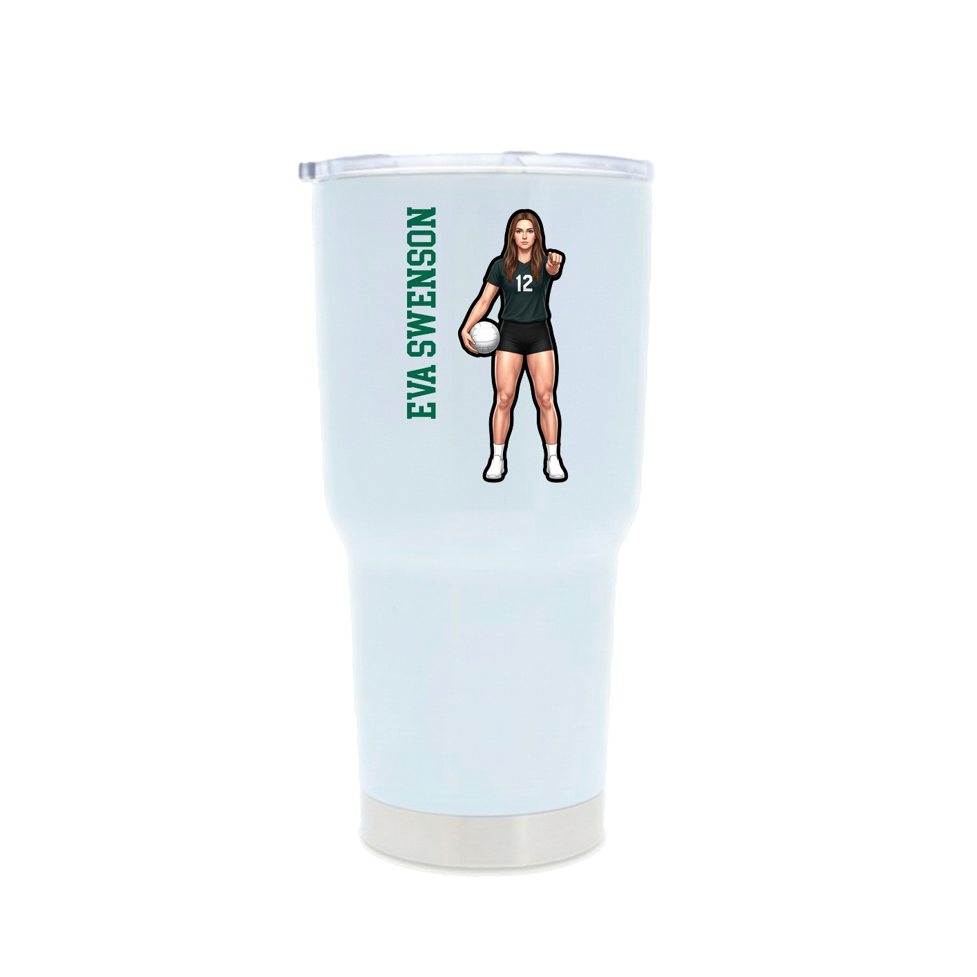 30oz Stainless Steel Tumbler — Name Vertical in White