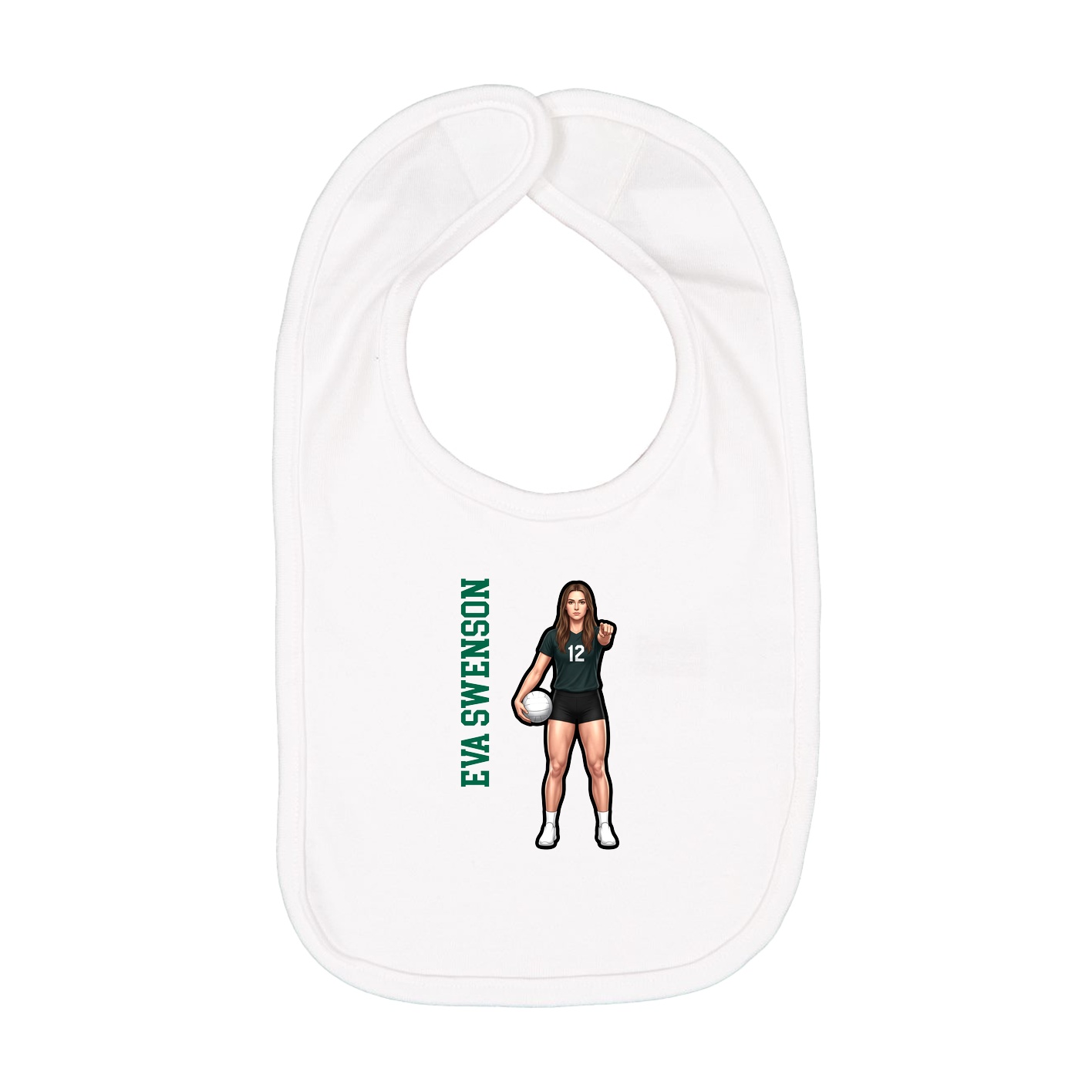 Infant Bib — Name Vertical in White