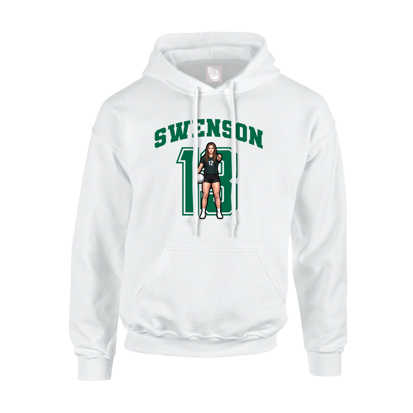 Hoodie — Number in White