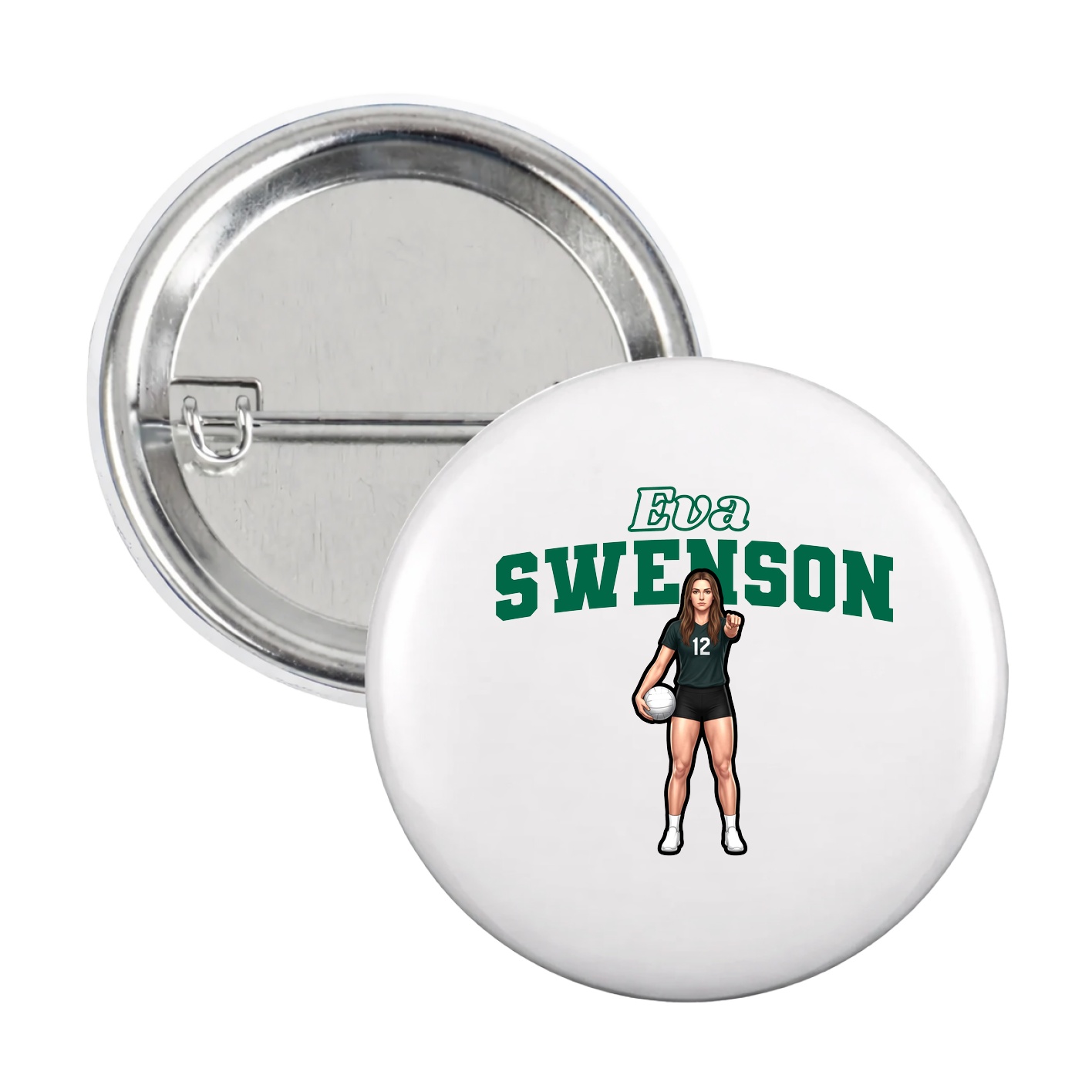 Game Day Button — Name Arch in White
