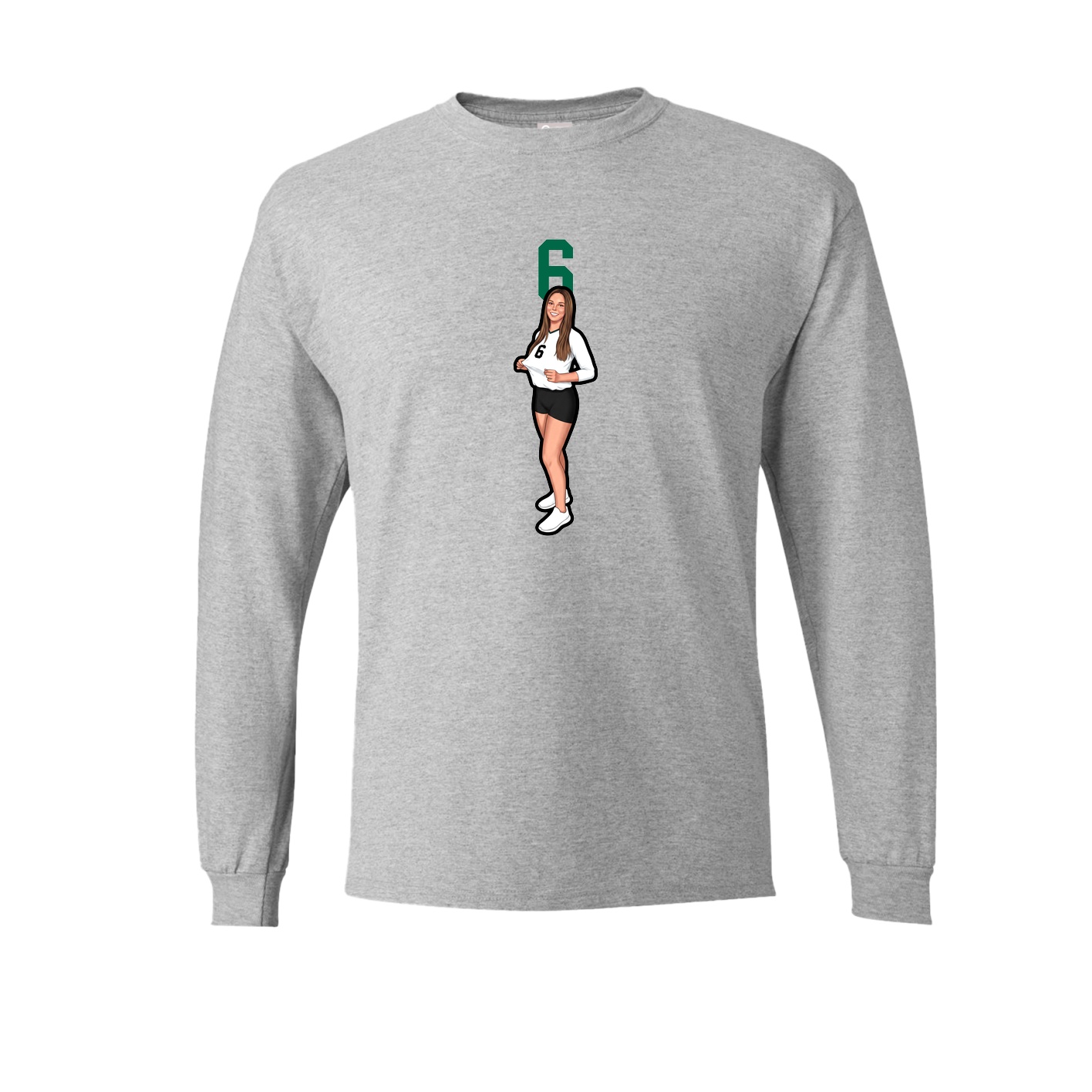 Long Sleeve Tee — Number Top in Grey