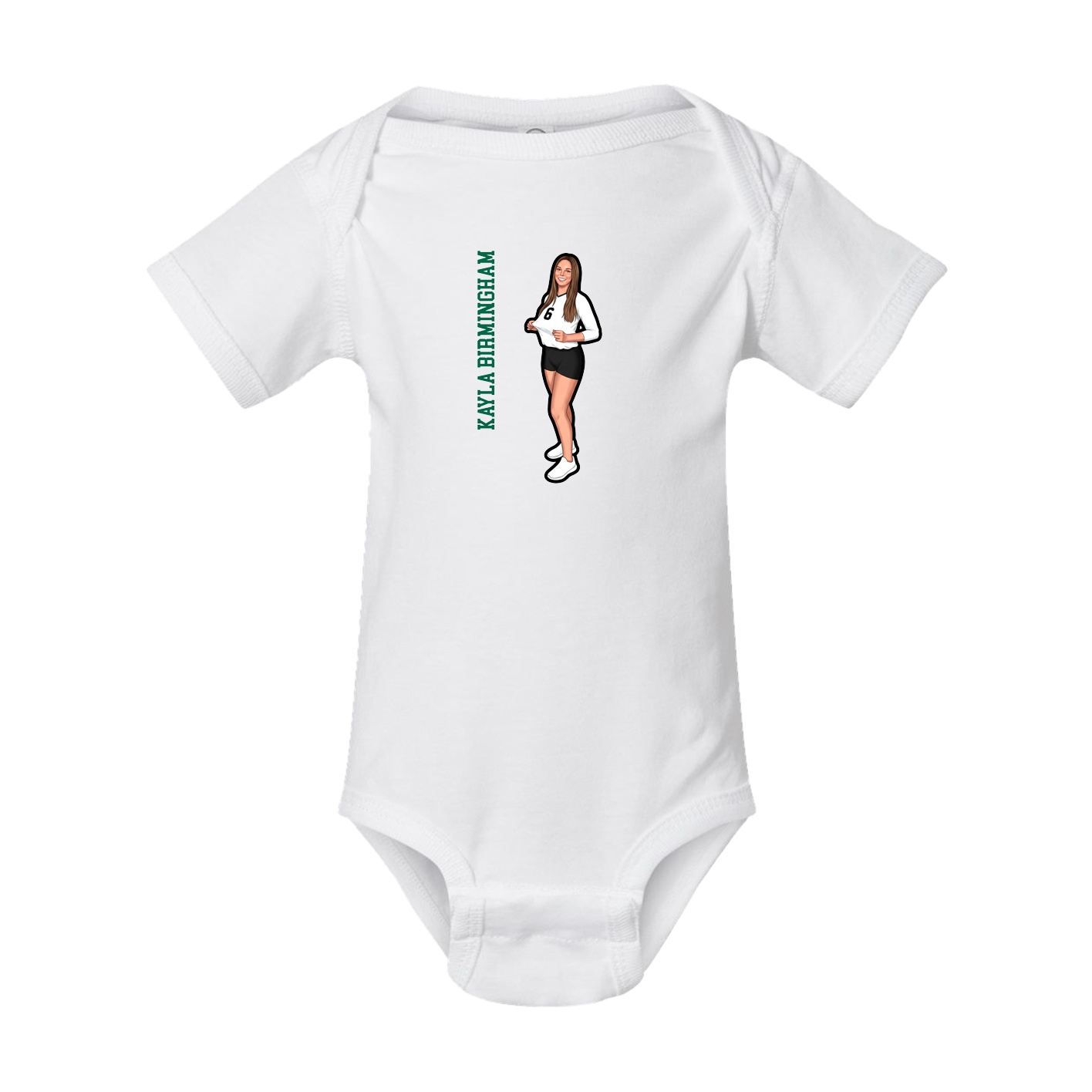 Baby Onesie — Name Vertical in White