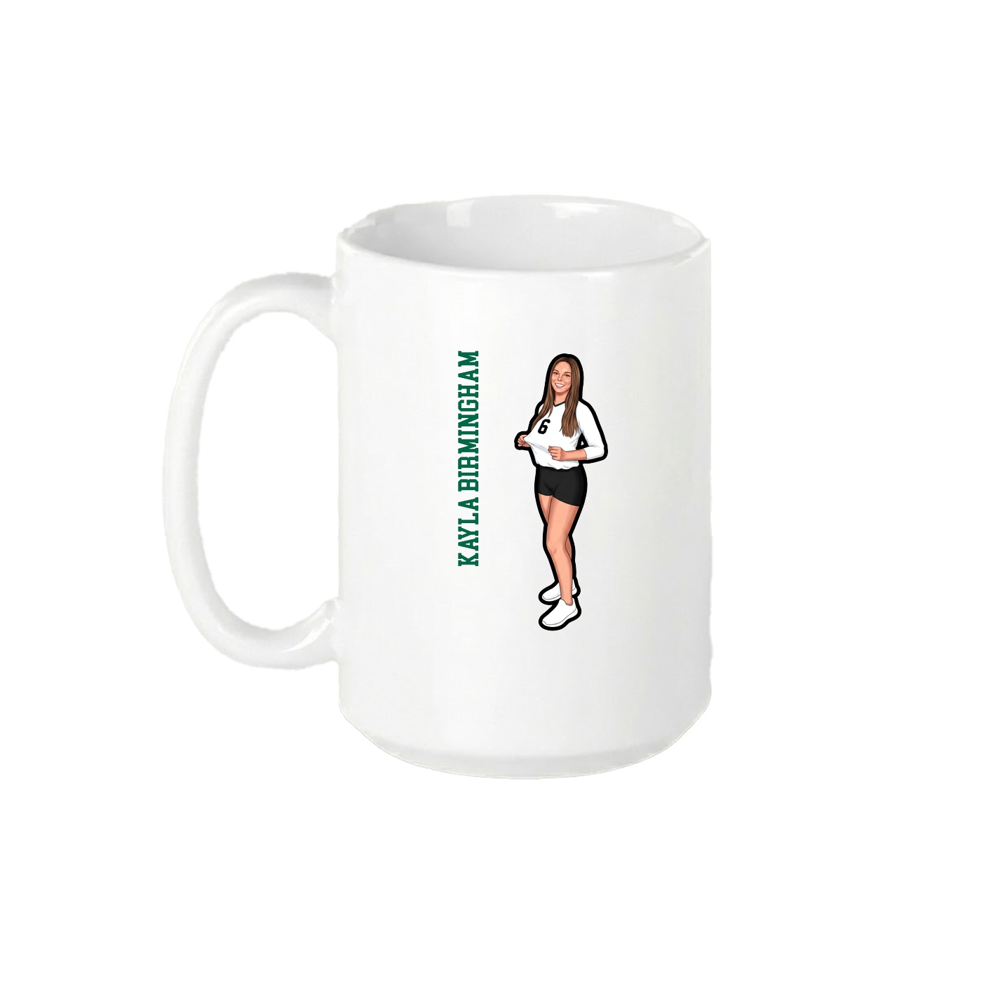 15oz Coffee Mug — Name Vertical in White