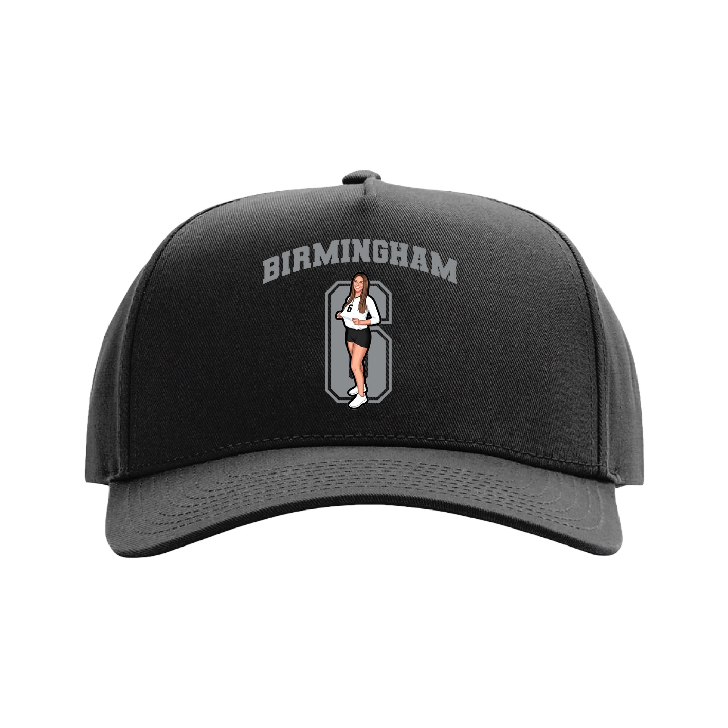 Full Fabric Five-Panel Champ Cap — Number in Black