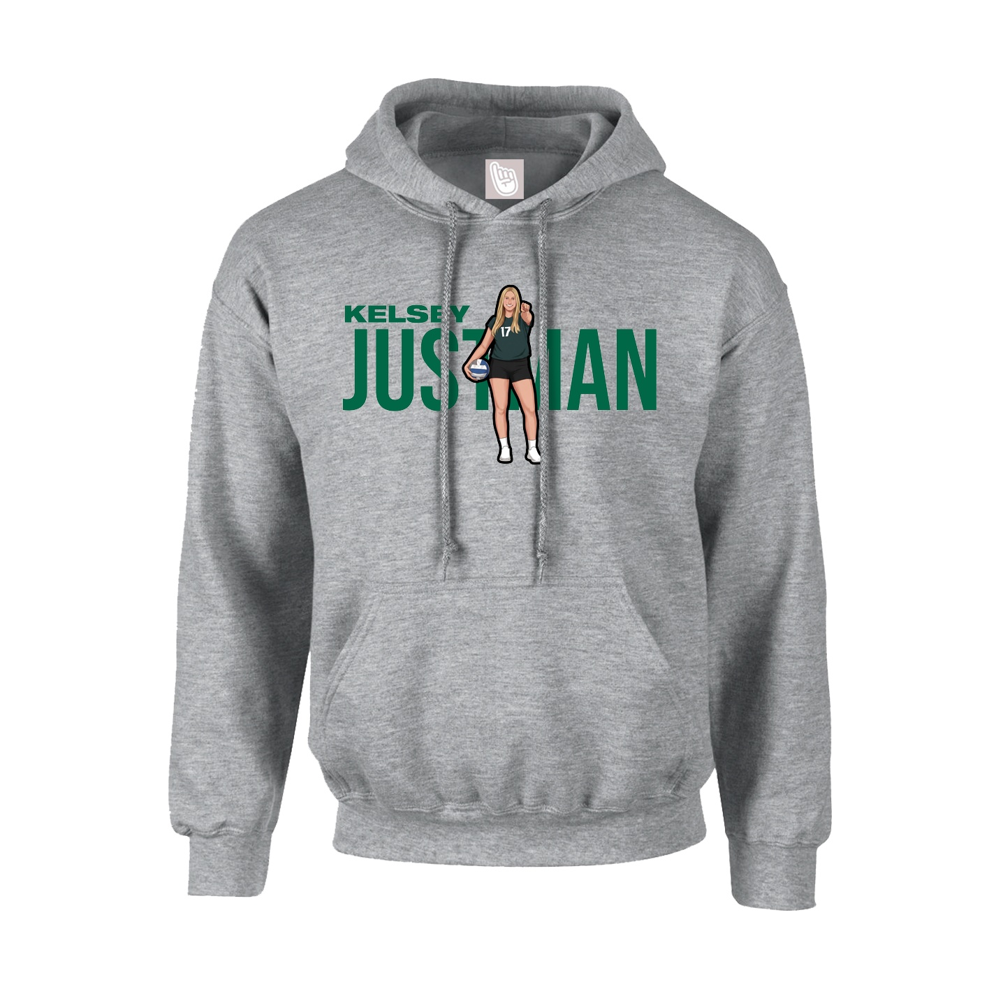 Hoodie — Player Name in Grey