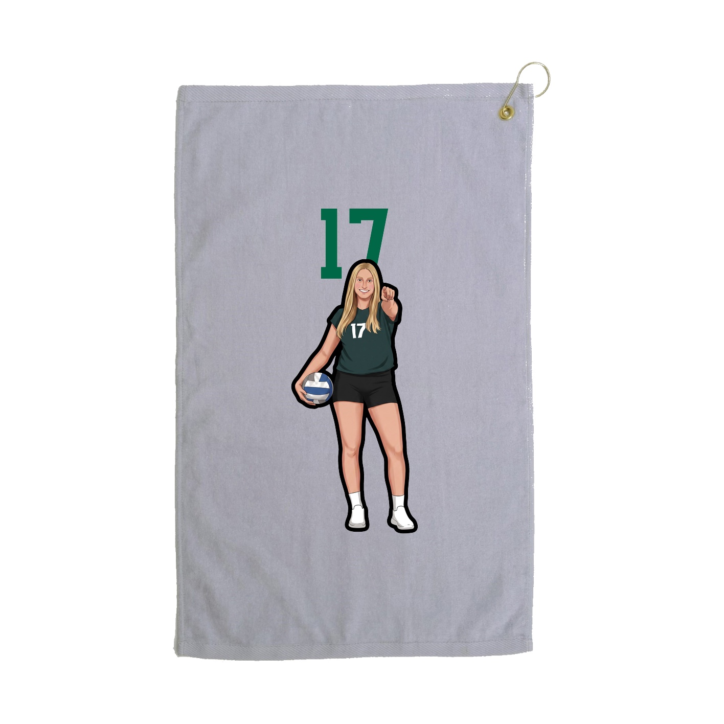 Golf Towel — Number Top in Grey