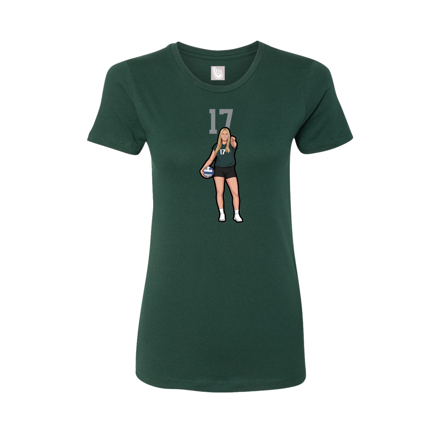 Fitted Women's Tee — Number Top in Green