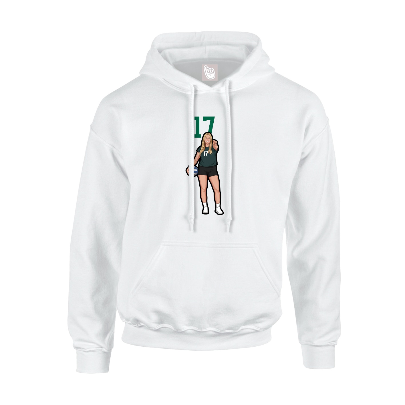 Youth Hoodie — Number Top in White