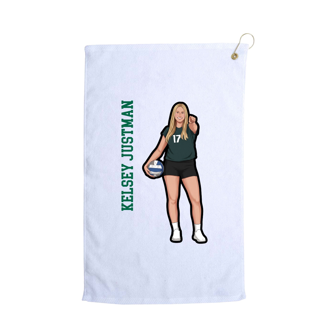 Golf Towel — Name Vertical in White