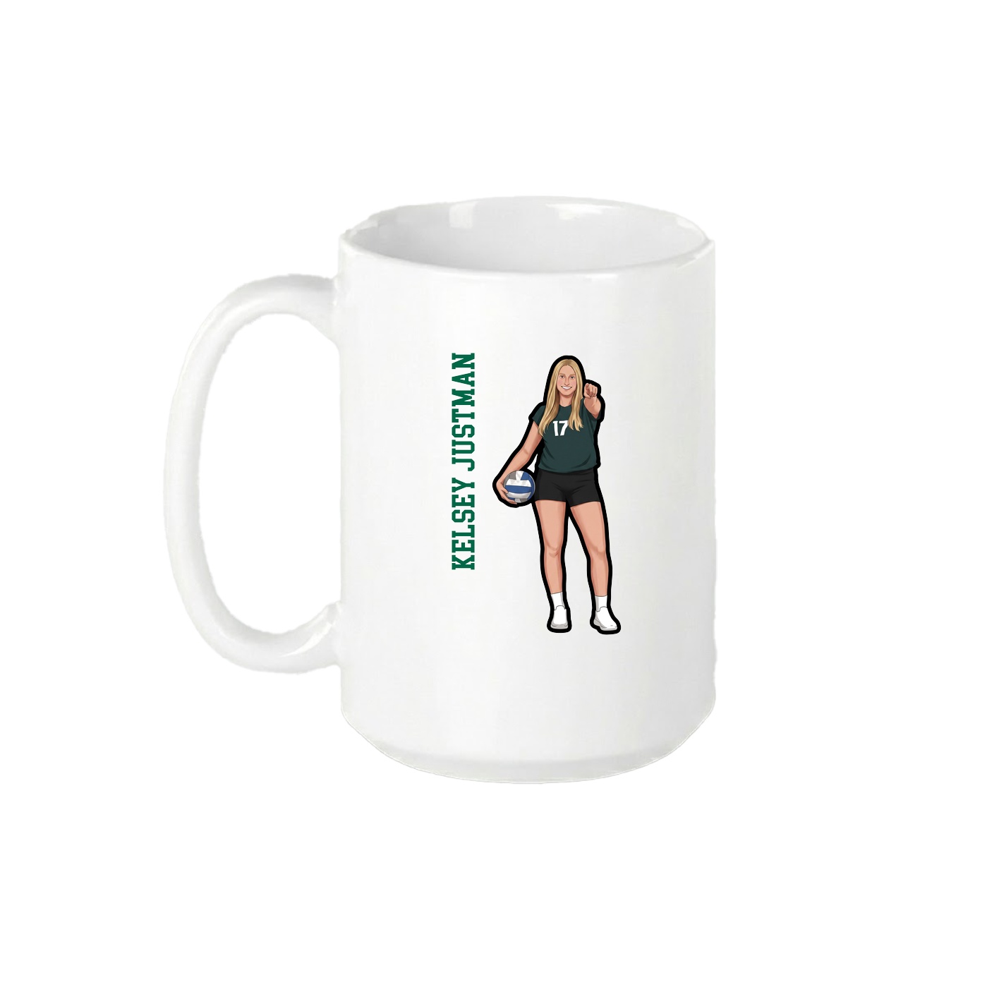 15oz Coffee Mug — Name Vertical in White