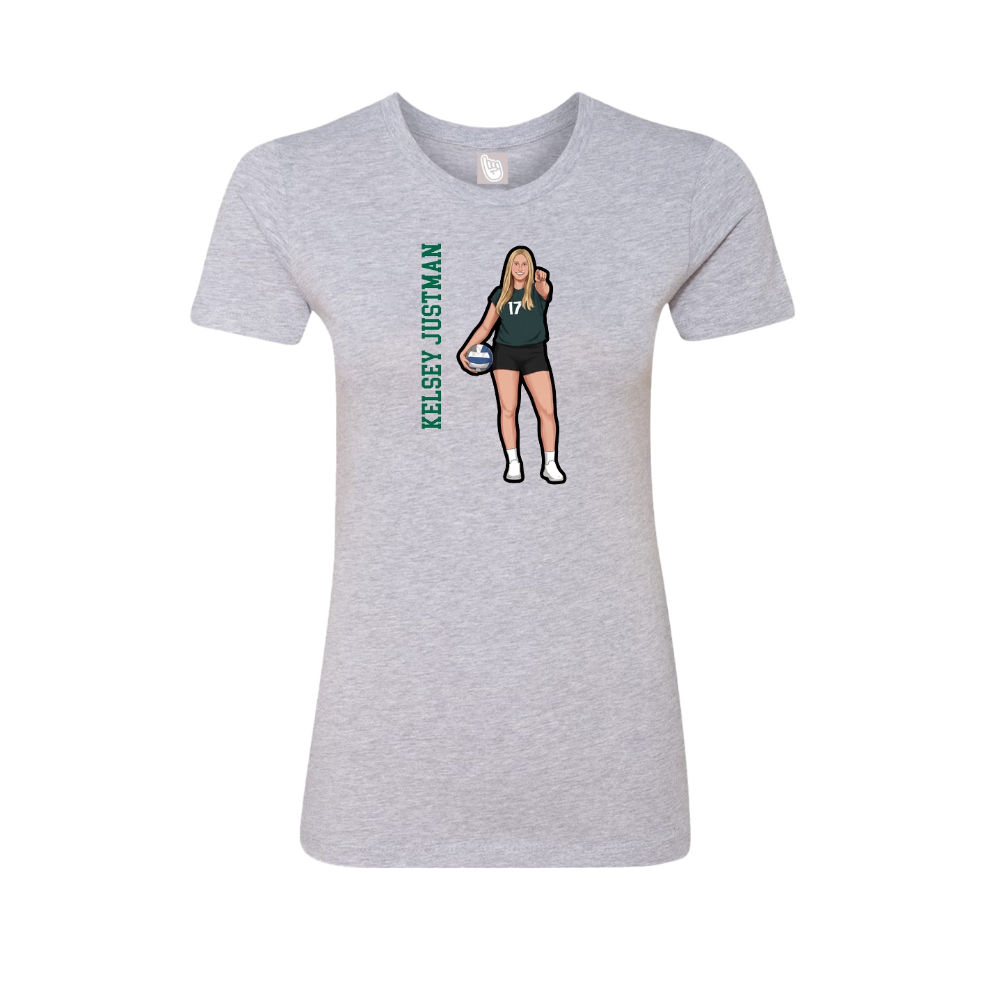 Fitted Women's Tee — Name Vertical in Grey