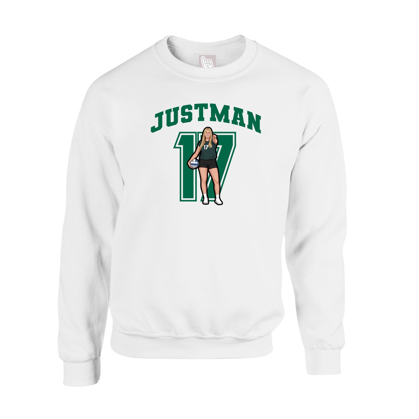Fleece Crew — Number in White