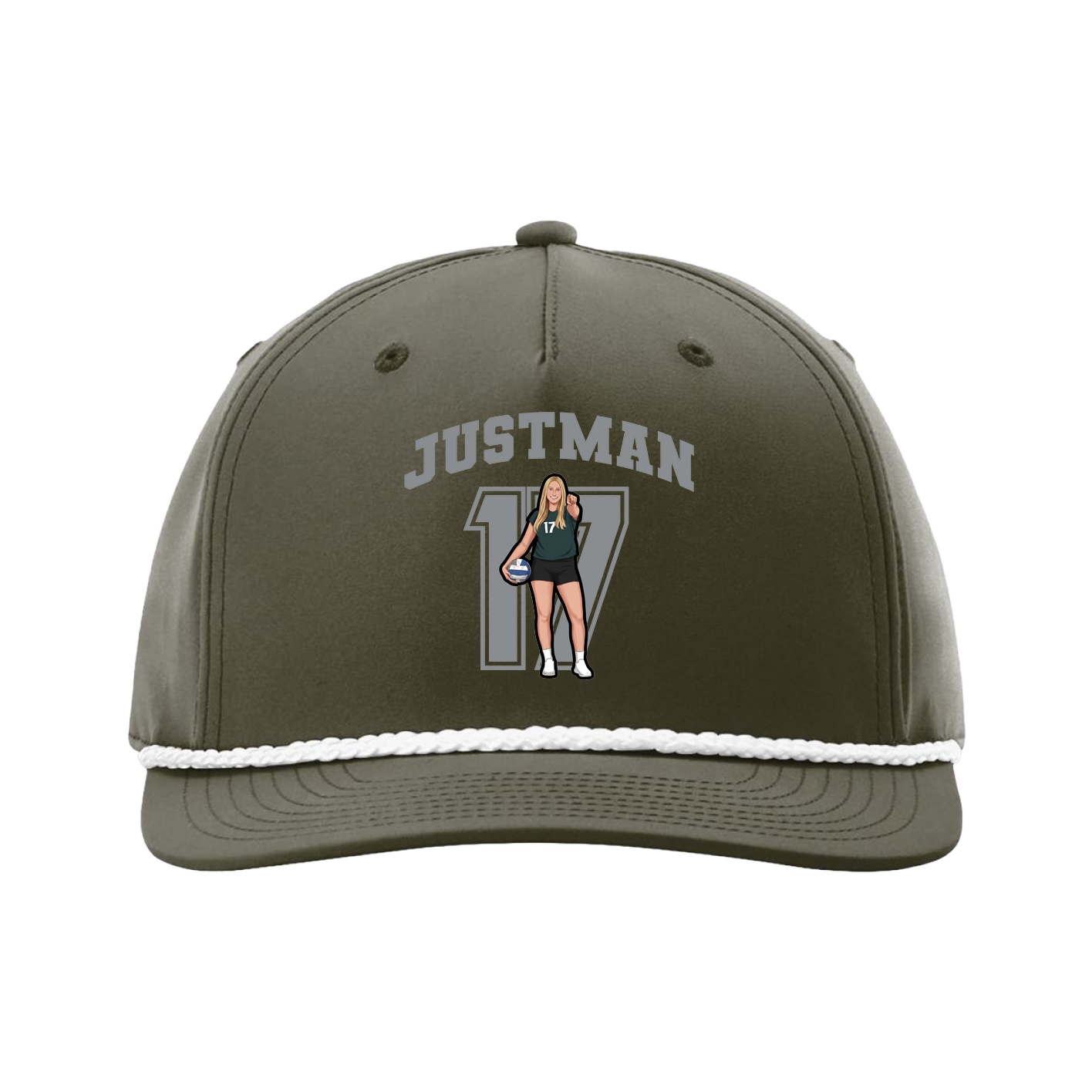 Five-Panel Classic Rope Cap — Number in Green