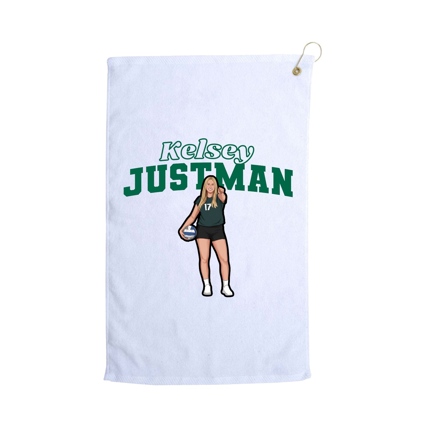 Golf Towel — Name Arch in White
