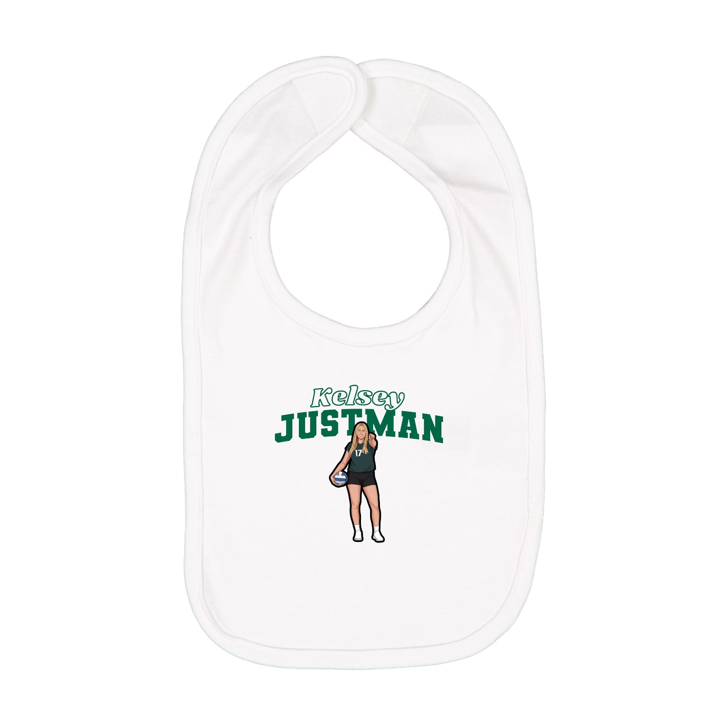 Infant Bib — Name Arch in White