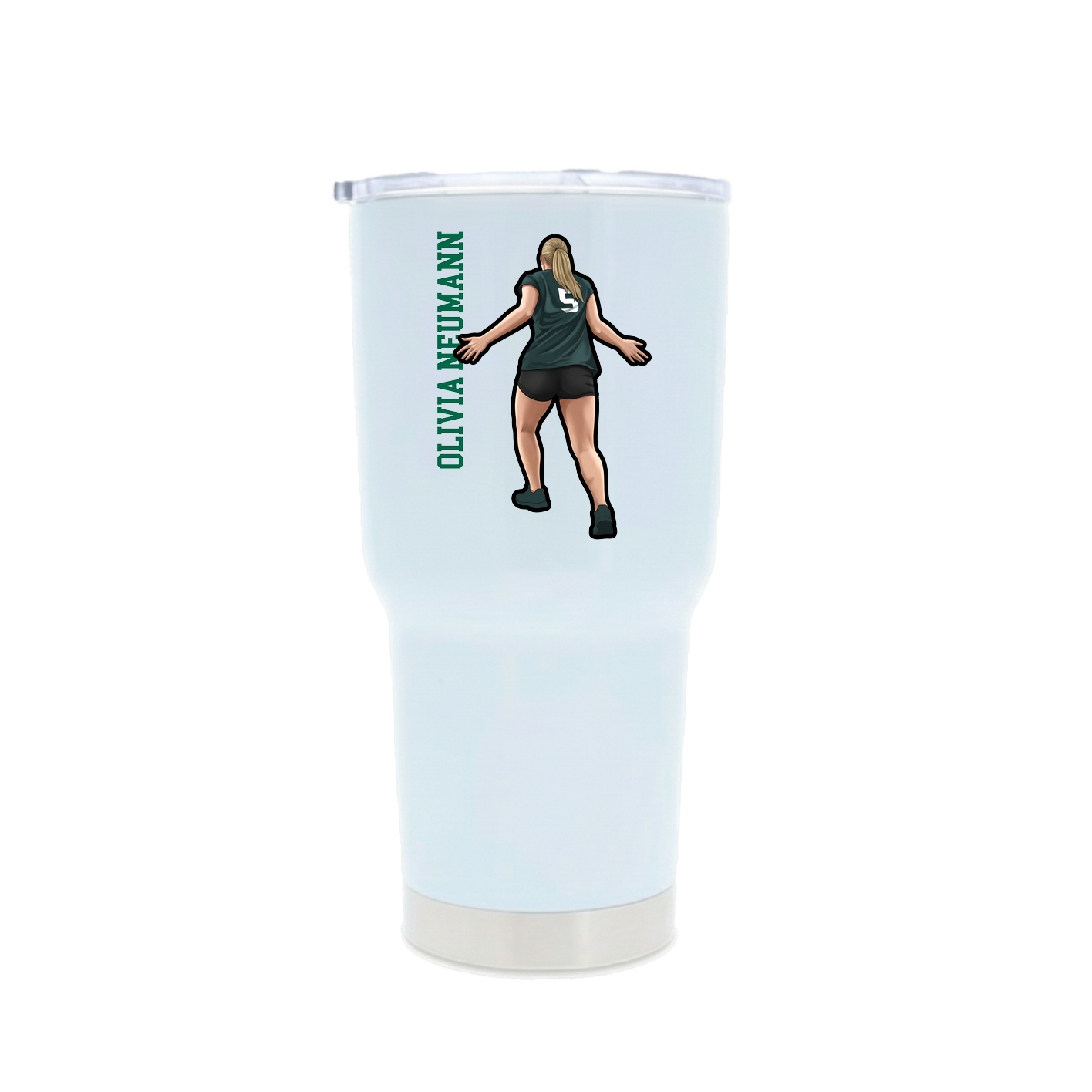 30oz Stainless Steel Tumbler — Name Vertical in White