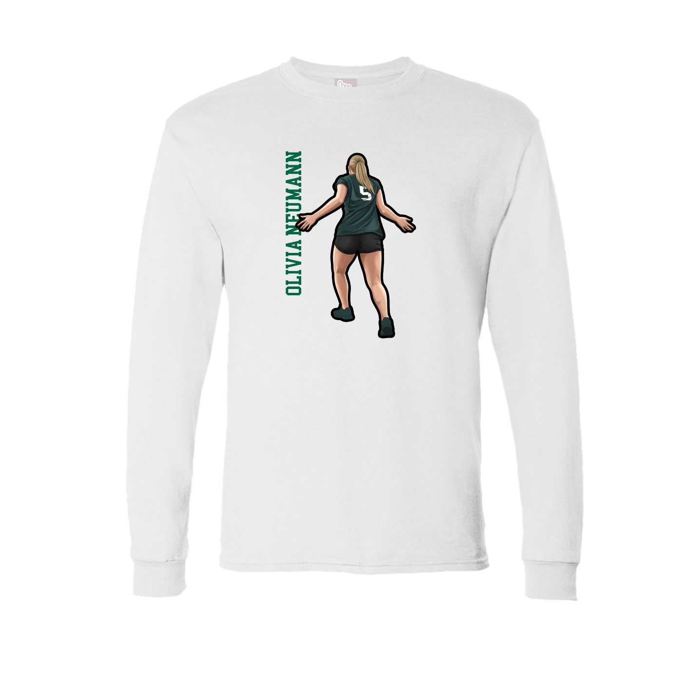 Long Sleeve Tee — Name Vertical in White