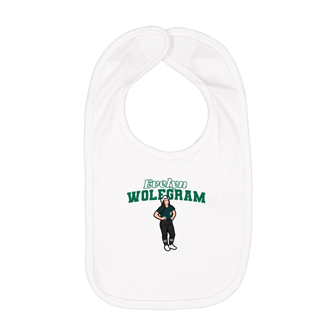 Infant Bib — Name Arch in White