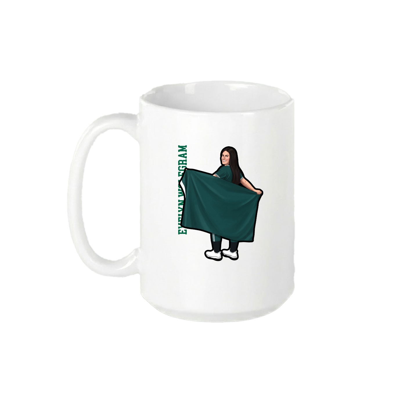 15oz Coffee Mug — Name Vertical in White