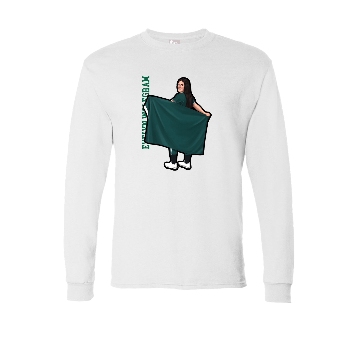 Long Sleeve Tee — Name Vertical in White