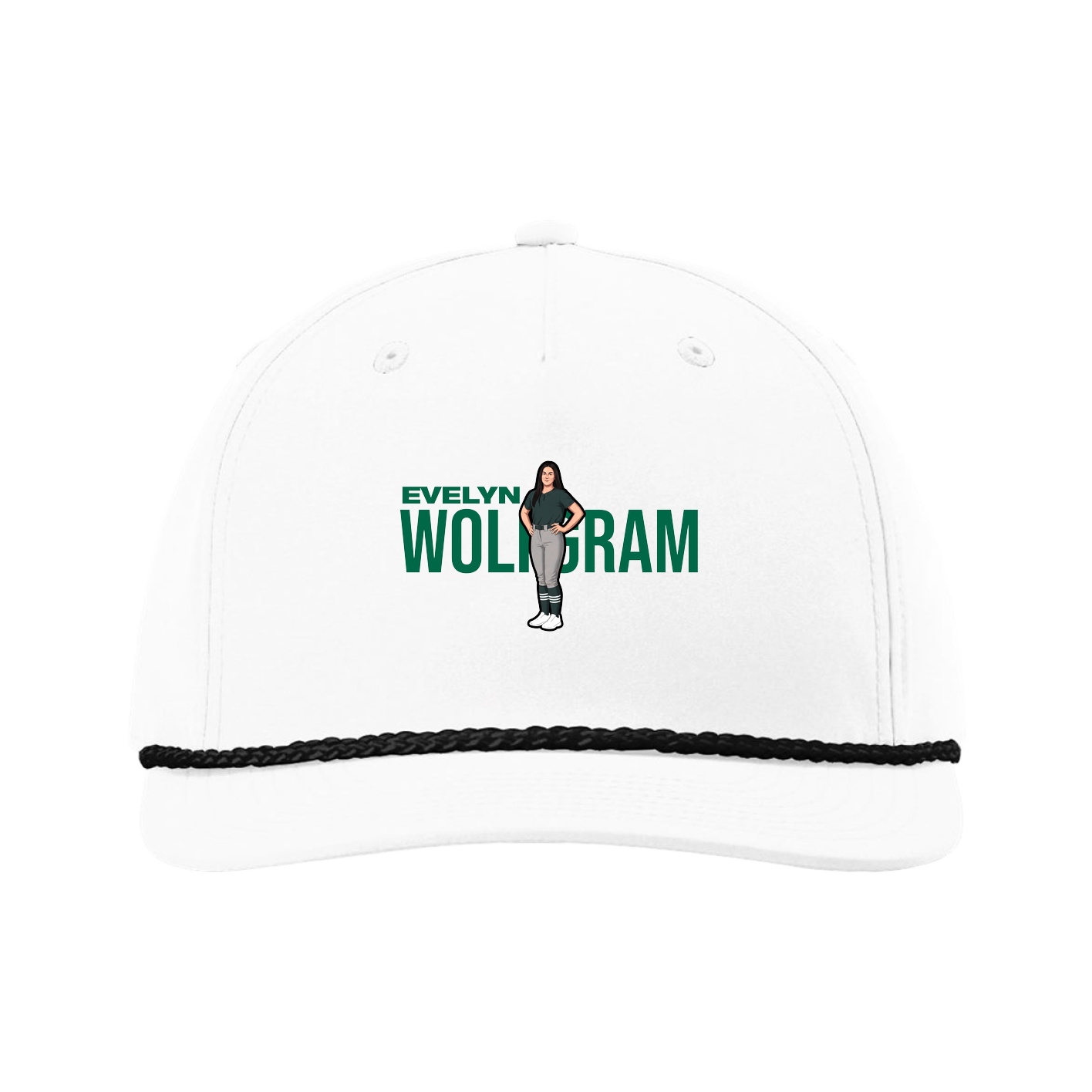 Five-Panel Classic Rope Cap — Player Name in White