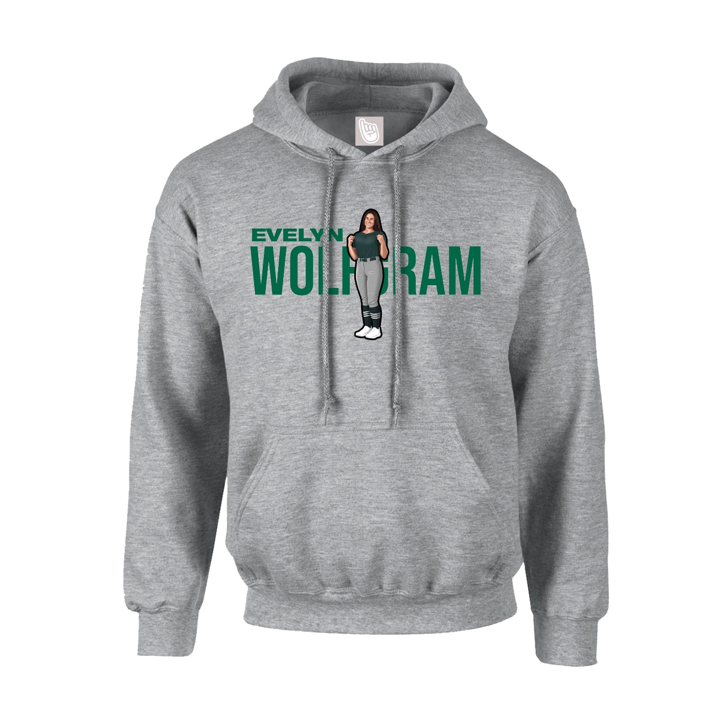 Youth Hoodie — Player Name in Grey