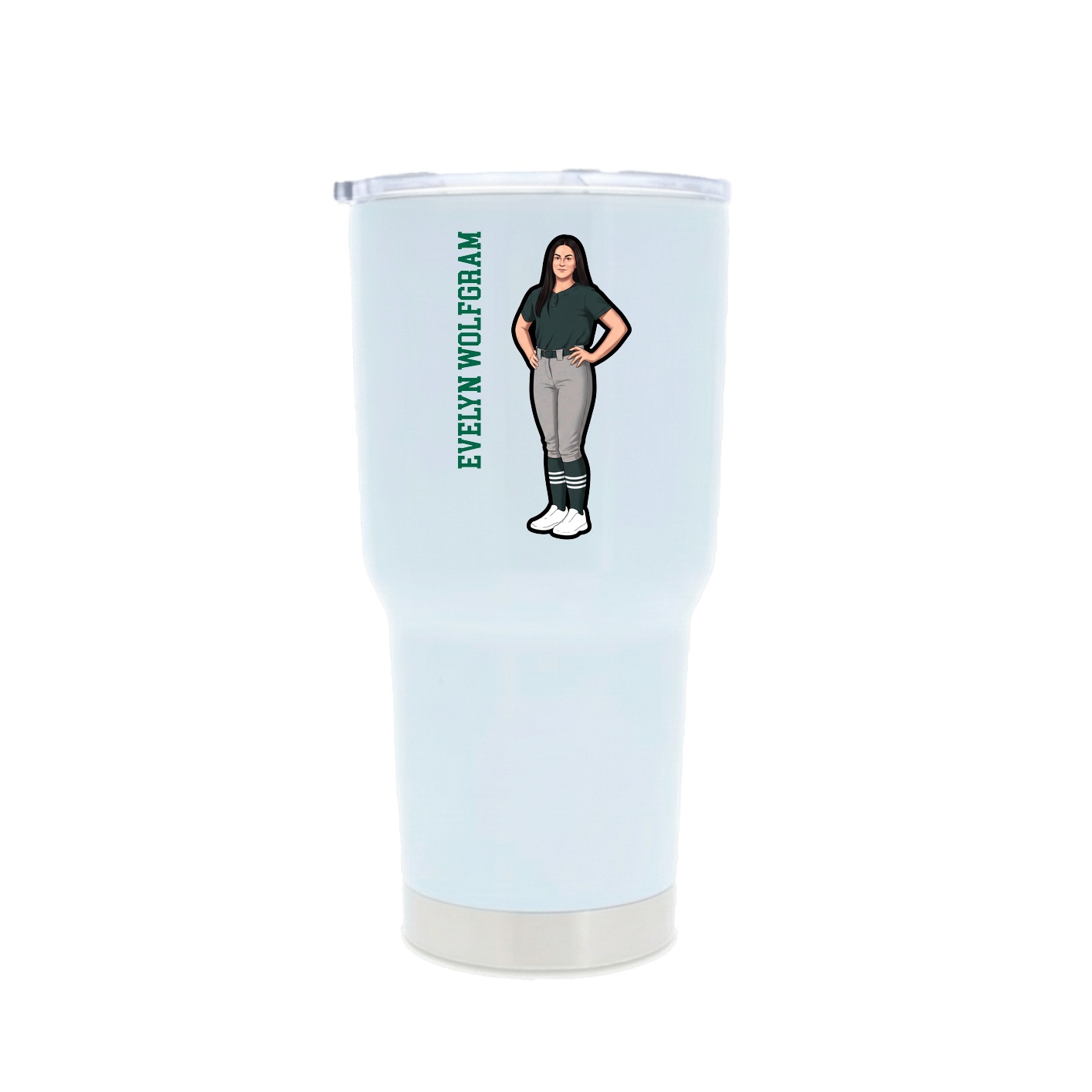 30oz Stainless Steel Tumbler — Name Vertical in White