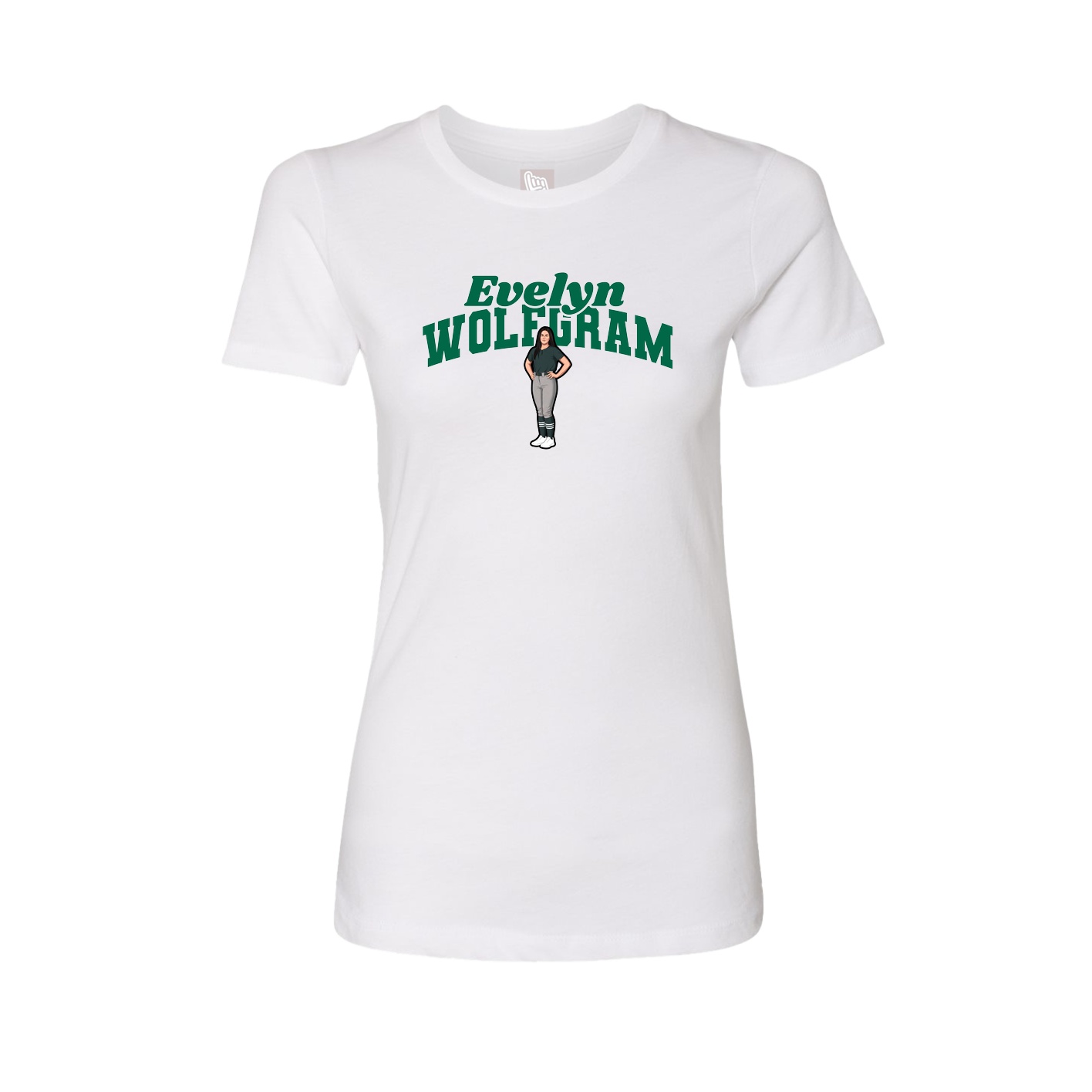 Fitted Women's Tee — Signature Arch in White
