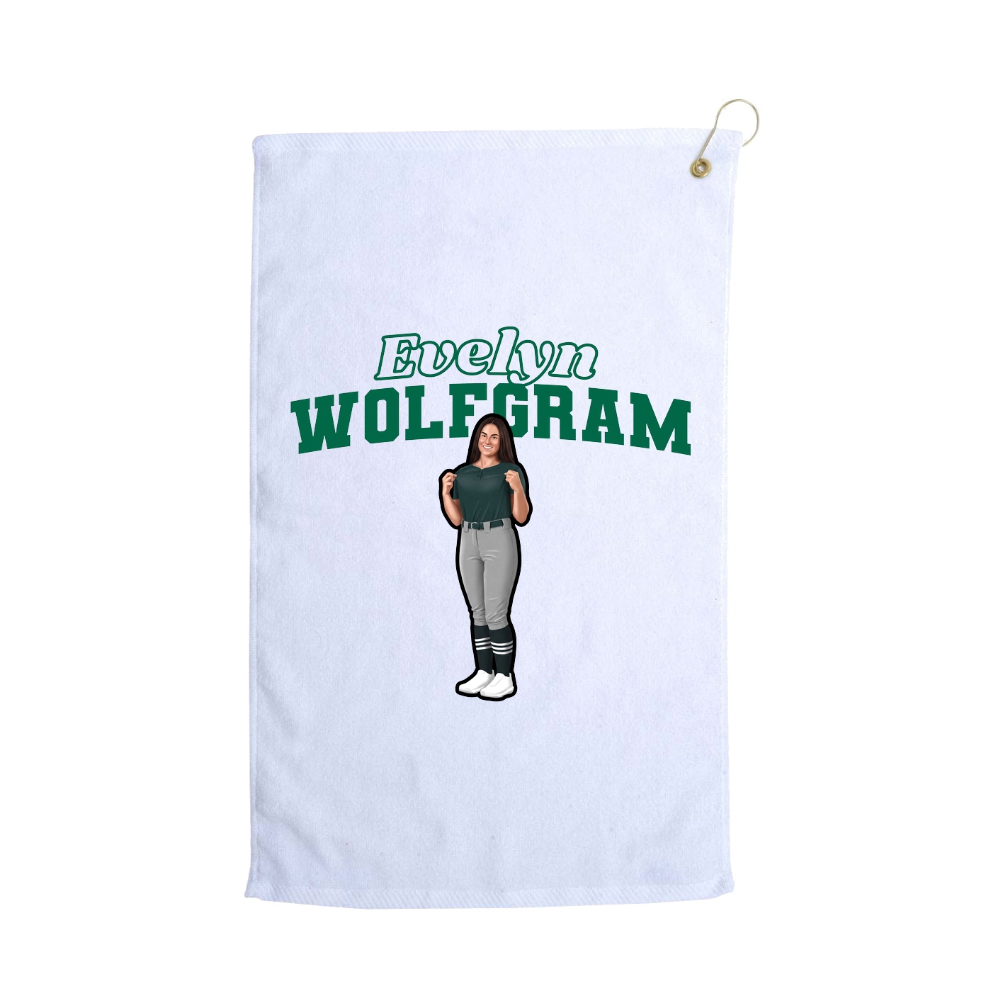 Golf Towel — Name Arch in White