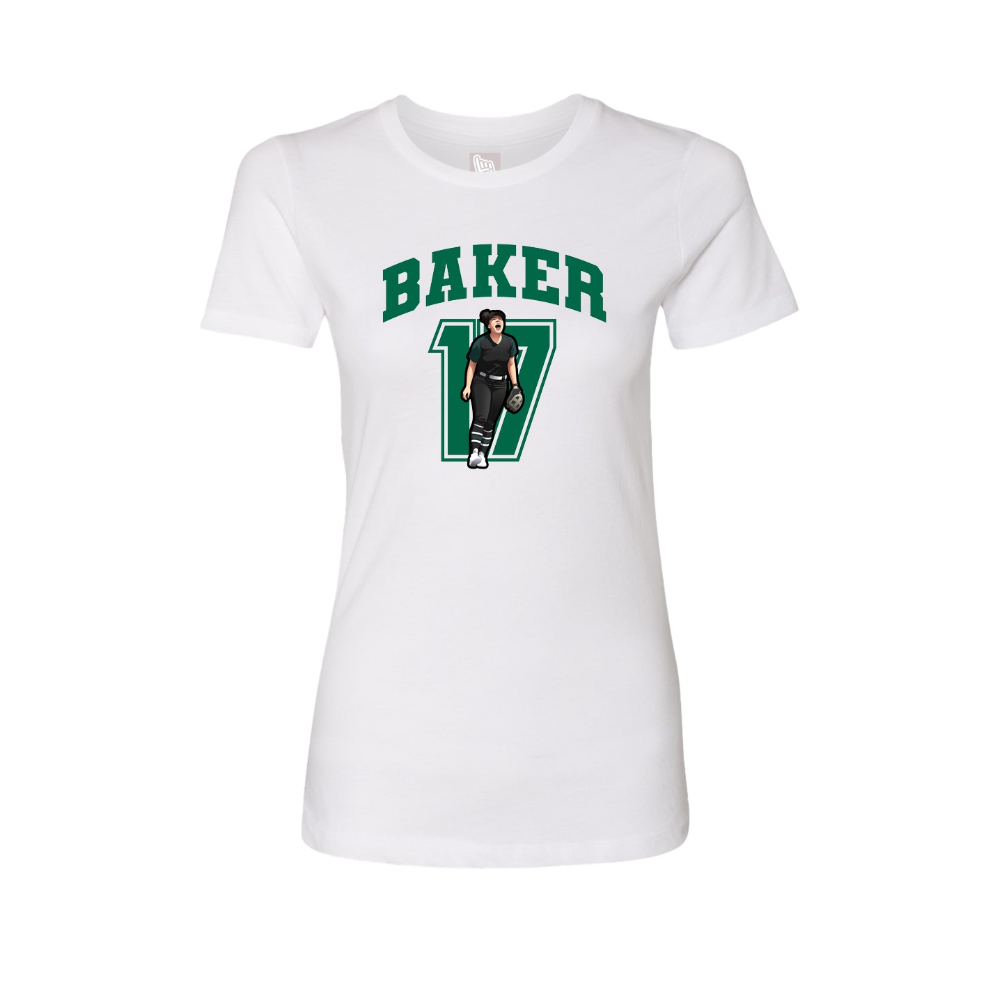 Fitted Women's Tee — Number in White
