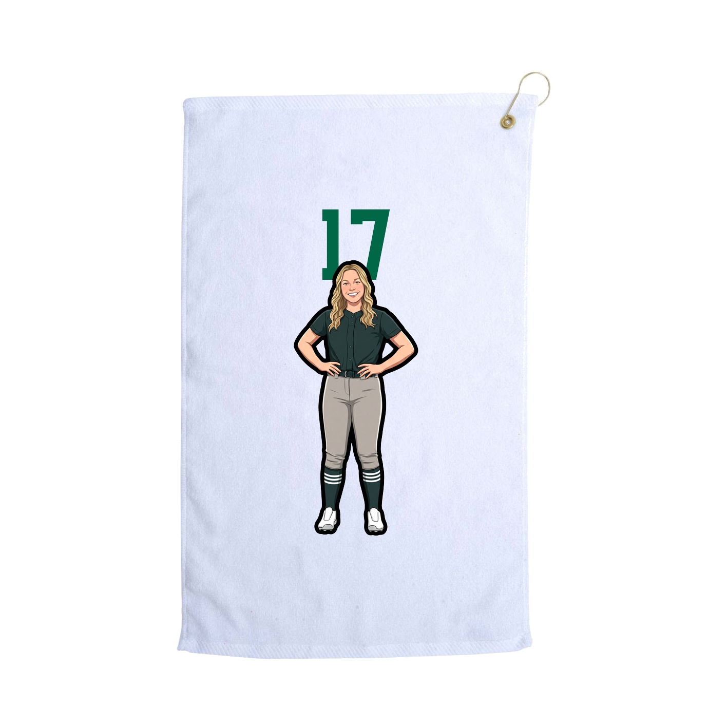 Golf Towel — Number Top in White