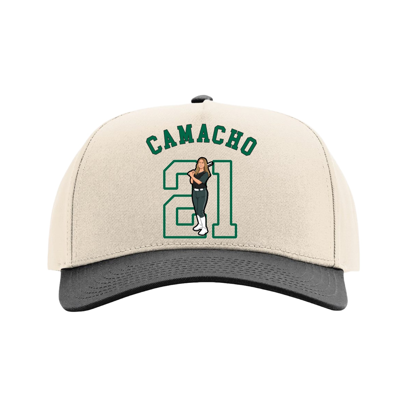 Full Fabric Five-Panel Champ Cap — Shirsey Arch in Cream/Black