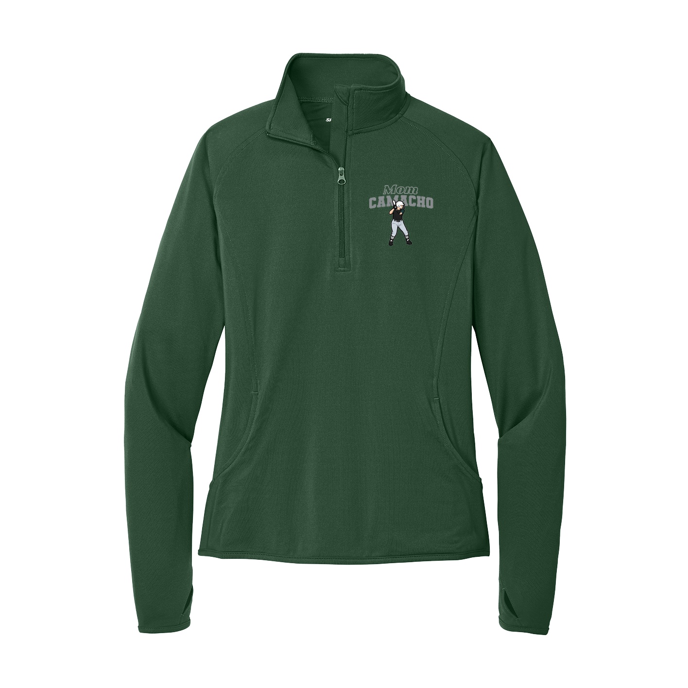 Women's Q-Zip Pullover — Mothers Day Block in Green