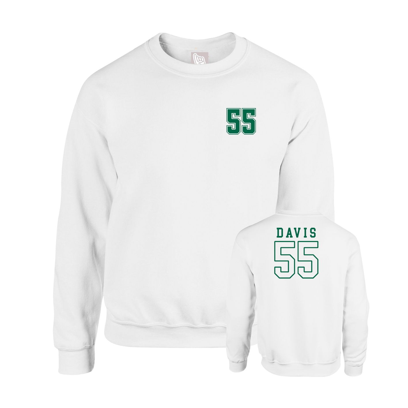 Fleece Crew — Chest Back in White