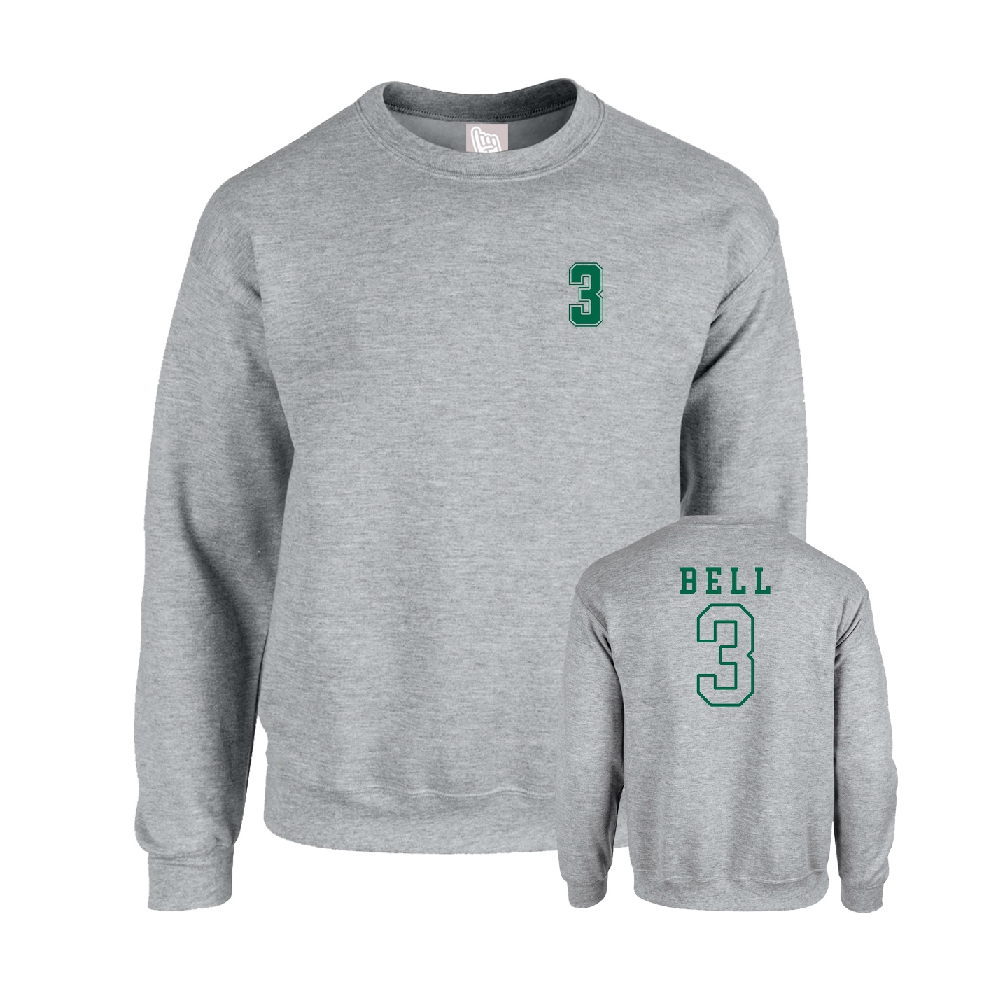 Fleece Crew — Chest Back in Grey