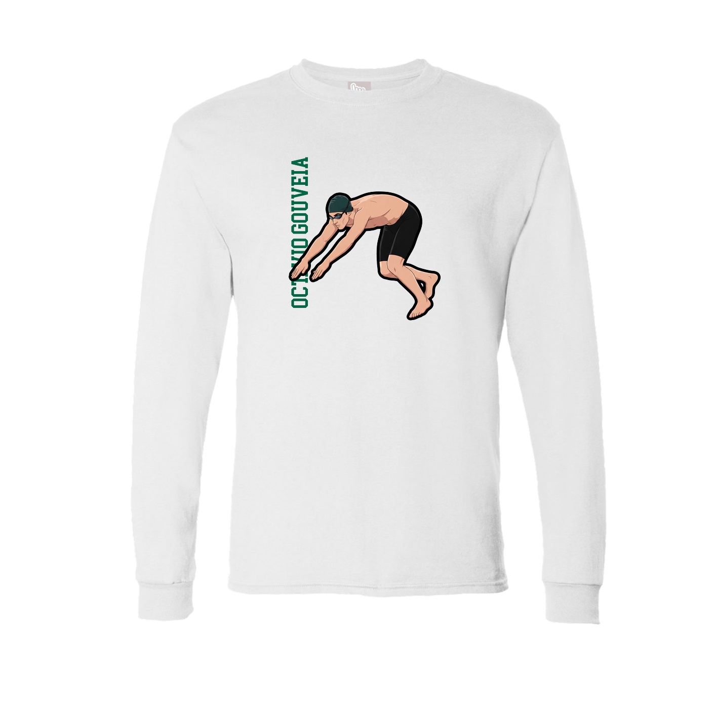 Long Sleeve Tee — Name Vertical in White
