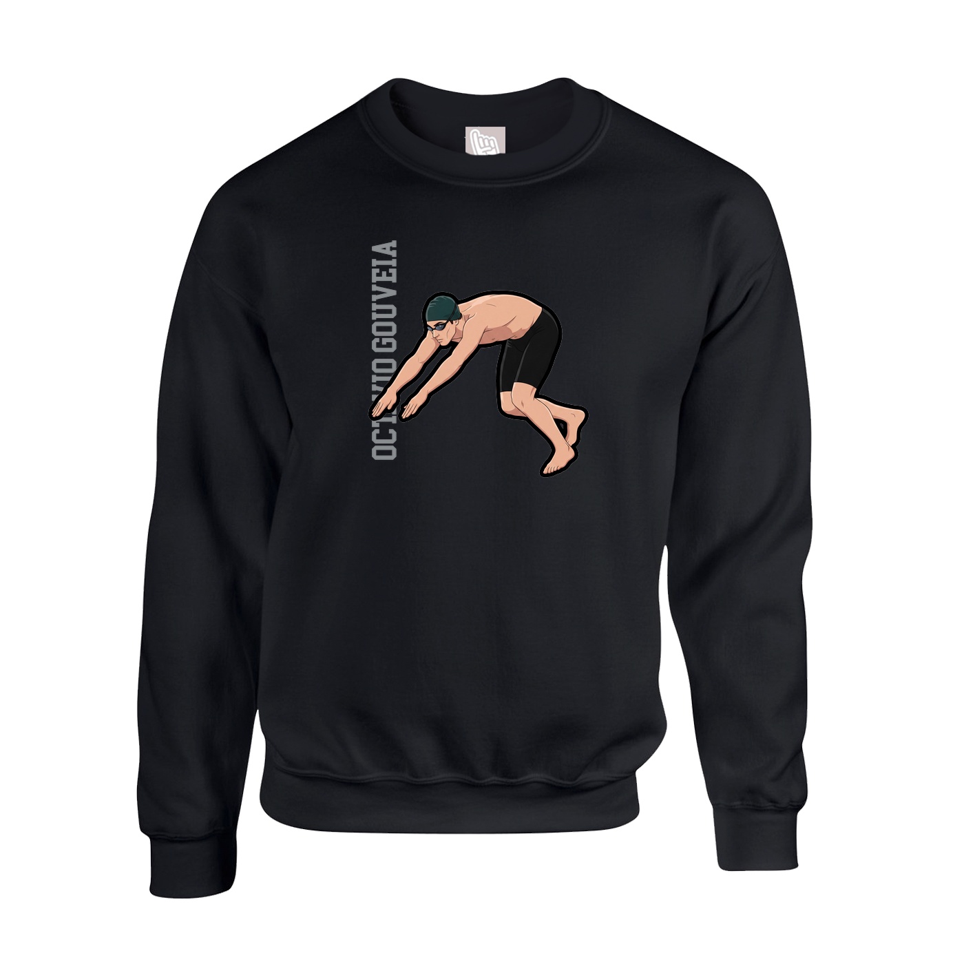 Fleece Crew — Name Vertical in Black