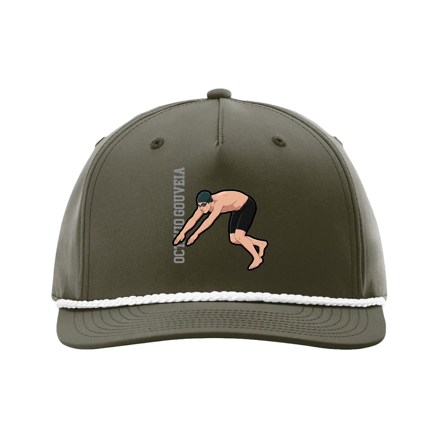 Five-Panel Classic Rope Cap — Name Vertical in Green