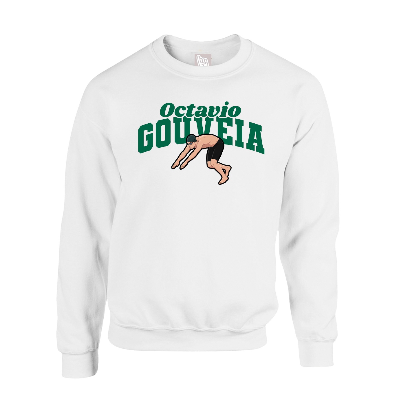 Fleece Crew — Signature Arch in White