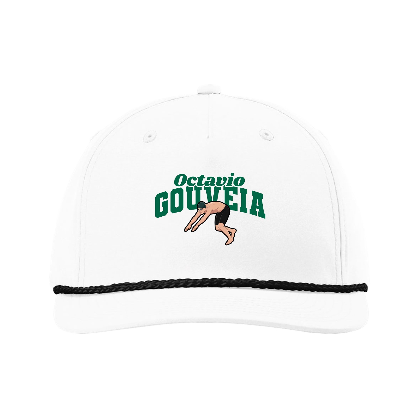 Five-Panel Classic Rope Cap — Signature Arch in White
