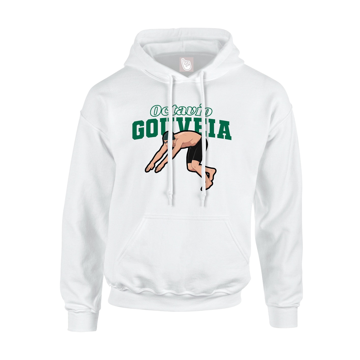 Youth Hoodie — Name Arch in White
