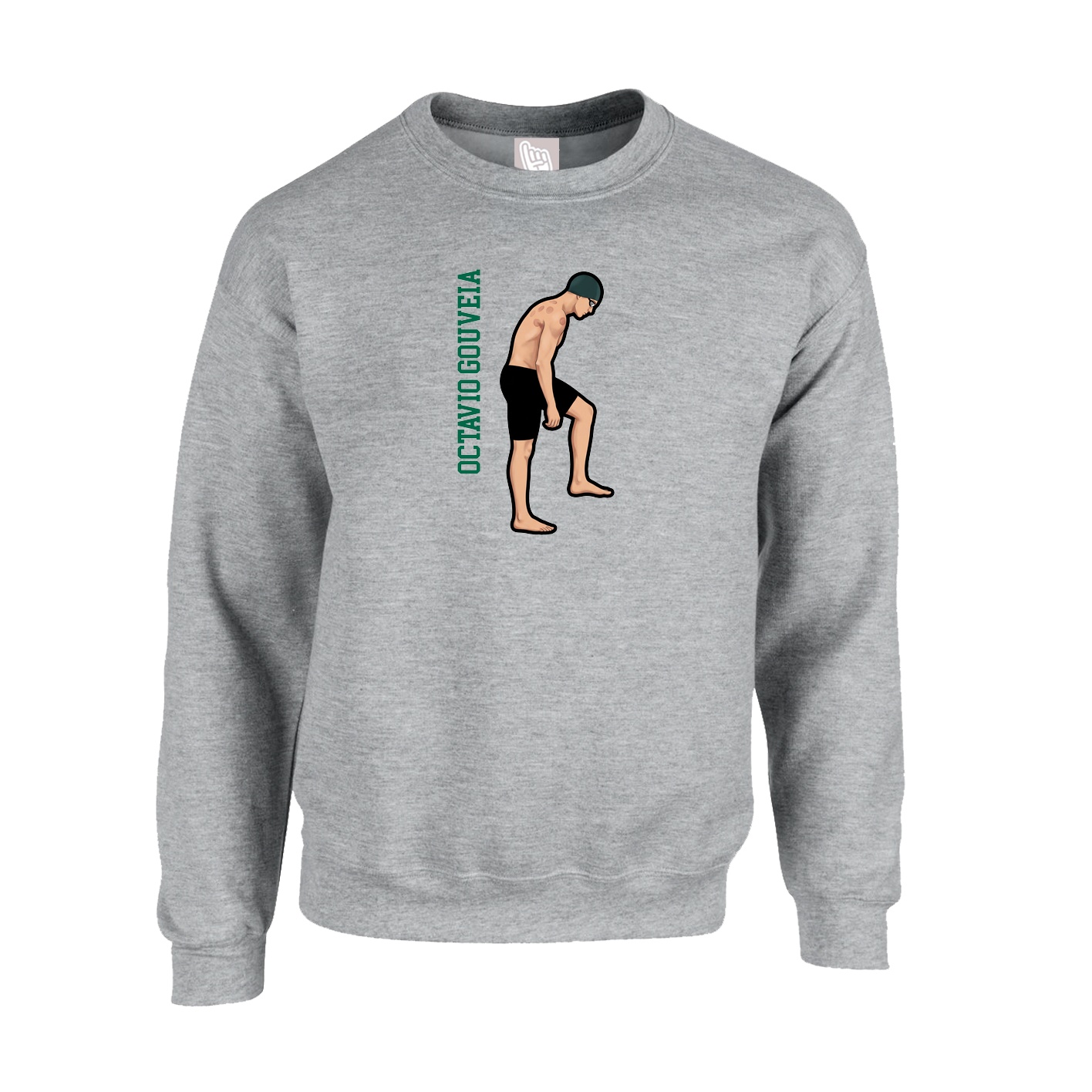 Fleece Crew — Name Vertical in Grey