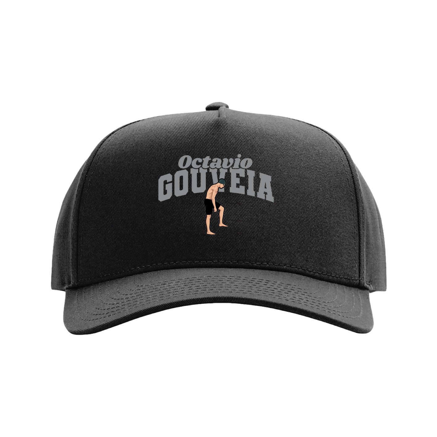 Full Fabric Five-Panel Champ Cap — Signature Arch in Black