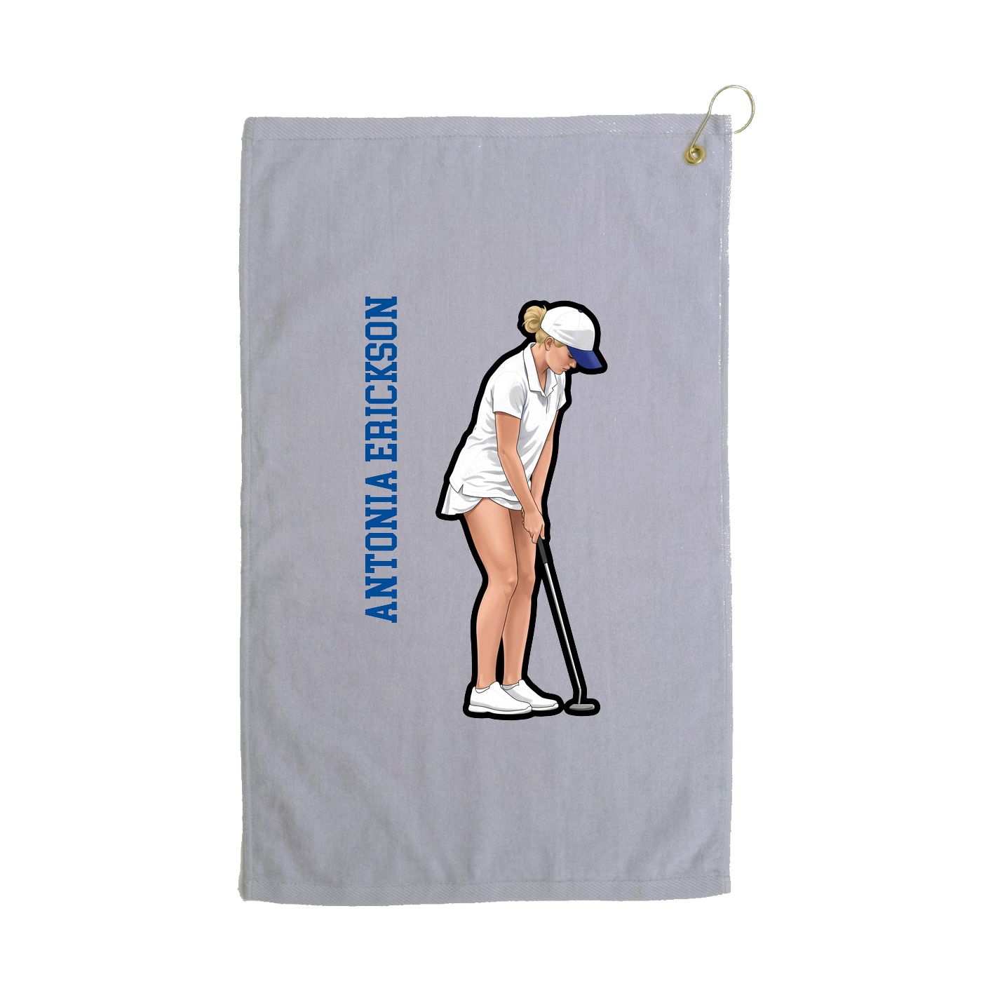 Golf Towel — Name Vertical in Grey