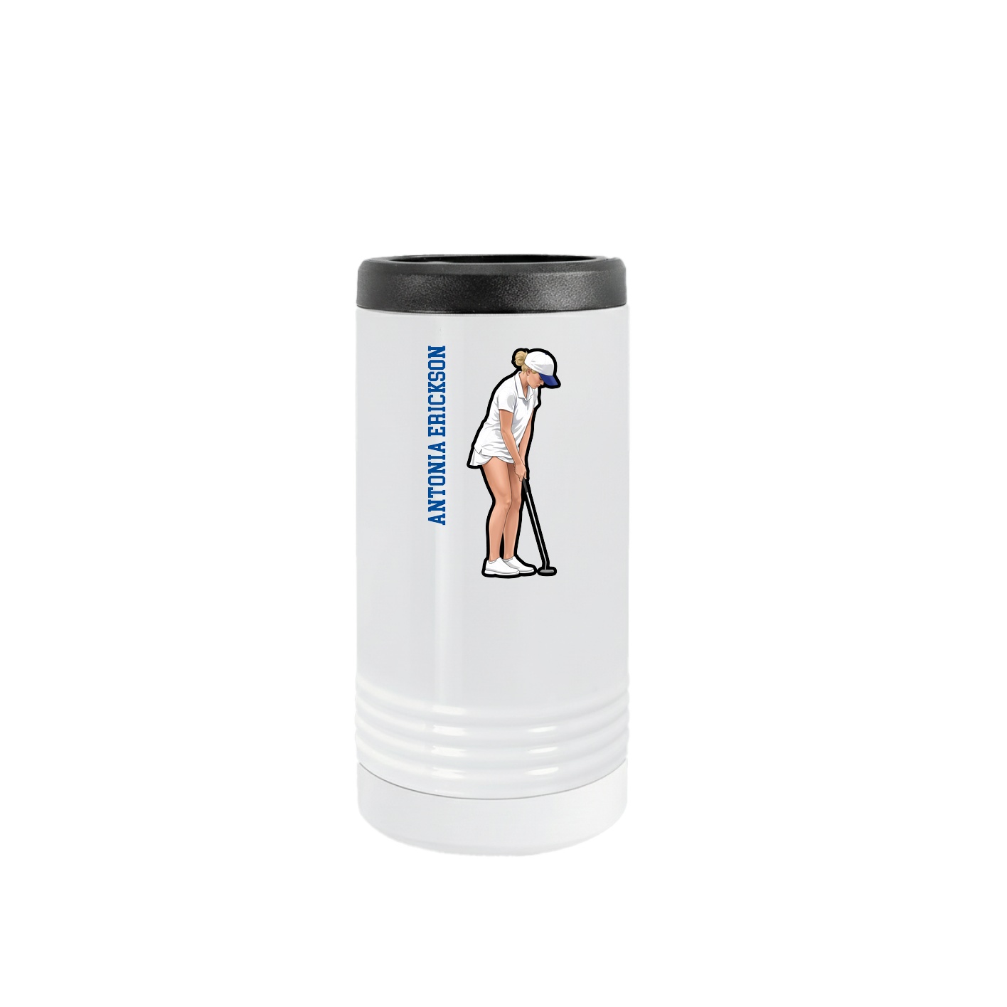 Slim Beverage Holder — Name Vertical in White